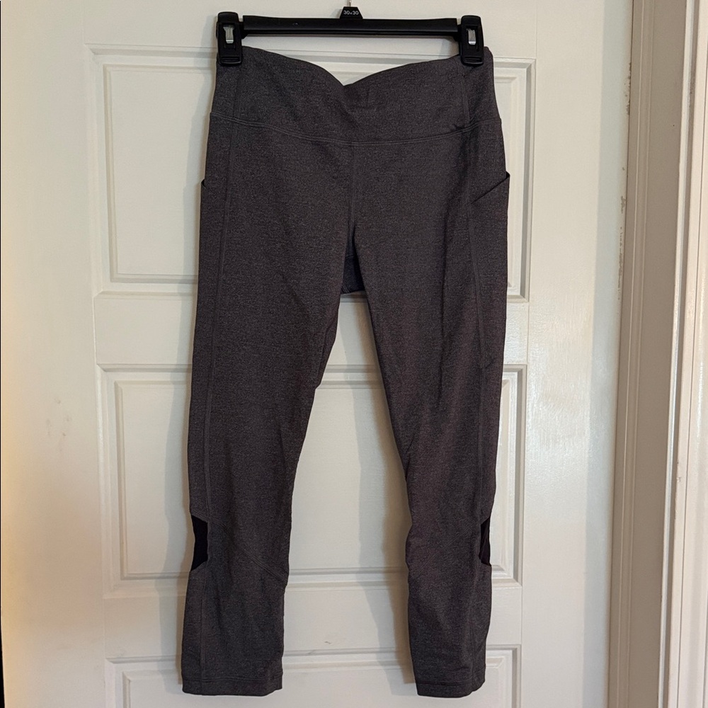 lululemon athletica Charcoal and Black Capri Leggings with Contrast Panels